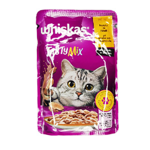 پوچ گربه ویسکاس whiskas طعم بره و بوقلمون در سس وزن 85 گرم