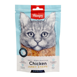 تشویقی گربه ونپی wanpy chicken jerky strips طعم جرکی استریپس مرغ وزن 80 گرم