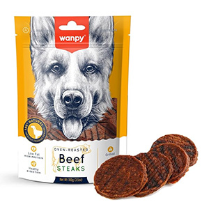 تشویقی سگ ونپی Wanpy Beef Steaks طعم استیک گوشت گاو وزن 100 گرم