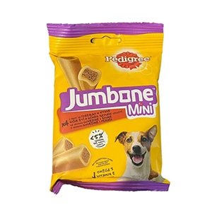 تشویقی سگ پدیگری ژامبون مینی Pedigree Jumbone Mini دنتال طعم گوشت گاو و مرغ وزن 160 گرم