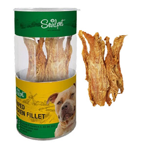 تشویقی سگ سویل پت sevilpet فیله نواری مرغ وزن 80 گرم