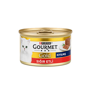 کنسرو گربه گورمت گلد Gourmet gold طعم گوشت گاو بافت کیکی وزن 85 گرم