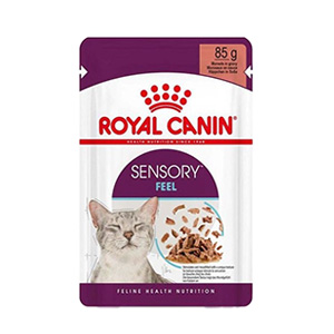 پوچ گربه حساس و بدغذا رویال کنین سنسوری فیل Royal Canin Sensory Feel طعم مرغ بافت تکه ای وزن 85 گرم