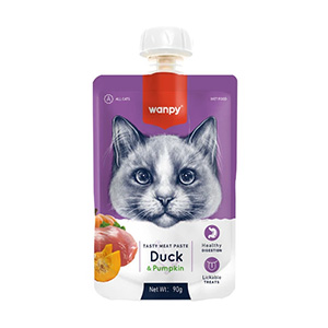 پودینگ گربه ونپی wanpy طعم اردک و کدوحلوایی وزن 90 گرم