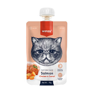 پودینگ گربه ونپی wanpy طعم سالمون و مرغ و هویج وزن 90 گرم