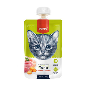 پودینگ گربه ونپی wanpy طعم ماهی تن و مرغ و هویج وزن 90 گرم