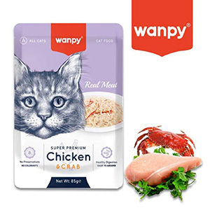 پوچ گربه ونپی Wanpy Chicken & Crab طعم مرغ و خرچنگ بافت نچرال وزن 85 گرم