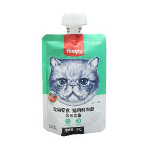 پودینگ گربه ونپی wanpy طعم ماهی قزل آلا چینی نویس وزن 90 گرم