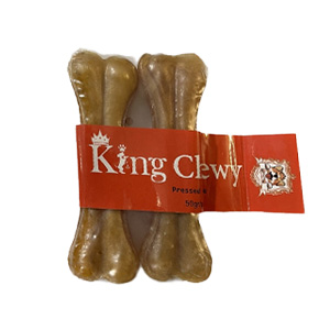 تشویقی دنتال سگ استخوان ژلاتینی قهوه ای کینگ چوی King Chewy Pressed Bone وزن 2*50 گرم