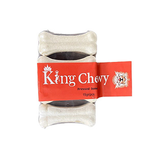 تشویقی دنتال سگ استخوان ژلاتینی سفید کینگ چوی King Chewy Pressed Bone وزن 4*15 گرم