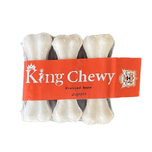 تشویقی دنتال سگ استخوان ژلاتینی سفید کینگ چوی King Chewy Pressed Bone وزن 3*25 گرم