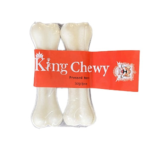 تشویقی دنتال سگ استخوان ژلاتینی سفید کینگ چوی King Chewy Pressed Bone وزن 2*50 گرم