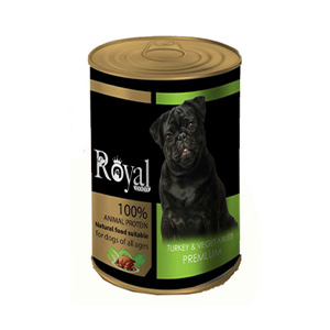 کنسرو سگ رویال کوکو royal coco طعم بوقلمون و سبزیجات بافت پته وزن 390 گرم