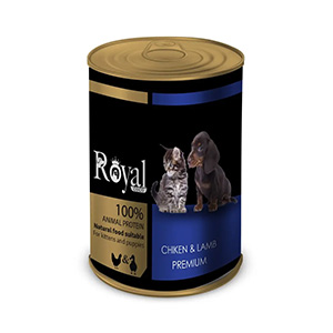 کنسرو پاپی و کیتن رویال کوکو royal coco طعم مرغ و بره بافت پته وزن 390 گرم