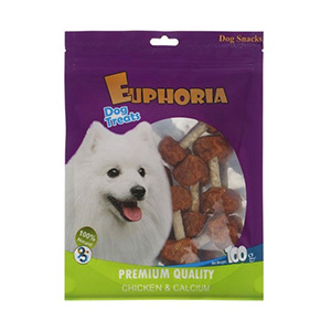 تشویقی سگ یوفوریا EUPHORIA دمبلی طعم مرغ وزن 100 گرم