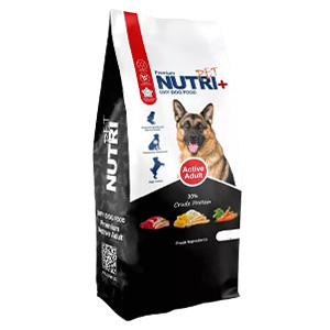 غذا خشک سگ پاپی و بالغ نژاد بزرگ پرتحرک نوتری پت پلاس اکتیو Nutri Pet Plus Active پروتئین 30 درصد وزن 15 کیلوگرم