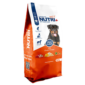 غذا خشک سگ بالغ نژاد بزرگ نوتری پت پلاس Nutri Pet Plus Maxi Adult پروتئین 23 درصد وزن 15 کیلوگرم