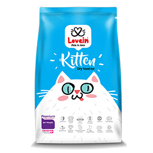 غذا خشک بچه گربه لاوین کیتن Lovein Kitten طعم مرغ و ماهی وزن 400 گرم