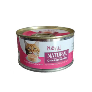کنسرو گربه رویال کوکو royal coco natural طعم مرغ در ژل بافت نچرال وزن 220 گرم