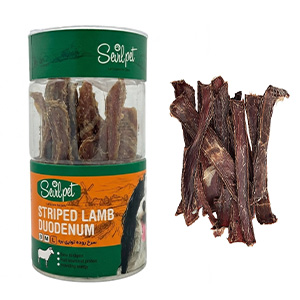 تشویقی سگ سویل پت sevilpet سرخ روده نواری بره وزن 80 گرم