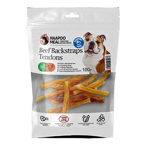 تشویقی سگ زردپی گاو هاپومیل HAAPOO MEAL Beef Backstraps وزن 100 گرم