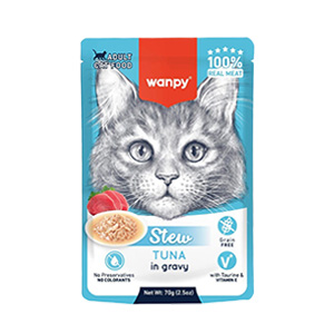 پوچ خورشتی گربه ونپی استیو Wanpy Stew Tuna طعم ماهی تن در سس وزن 70 گرم