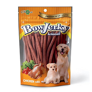 تشویقی سگ میله ای نرم بوجرکی Bow Jerky Chicken طعم مرغ وزن 250 گرم