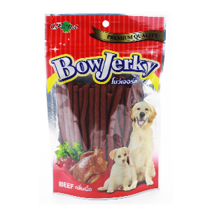 تشویقی میله ای نرم سگ بوجرکی Bow Jerky Beef طعم گوشت گاو وزن 250 گرم