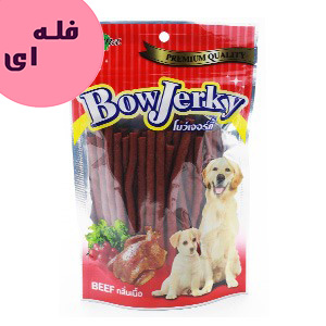 تشویقی میله ای نرم سگ بوجرکی Bow Jerky Beef طعم گوشت گاو فله ای وزن 60 گرم