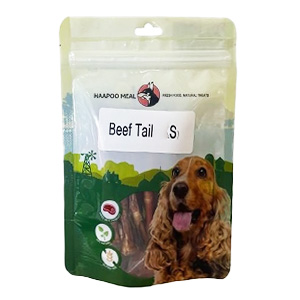 تشویقی سگ دم گاو هاپومیل haapoomeal beef tail S سایز S وزن 50 گرم