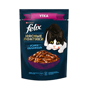 پوچ گربه فلیکس felix طعم اردک در سس بافت تکه ای وزن 75 گرم