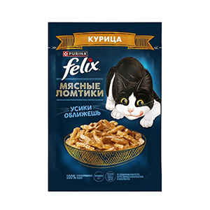 پوچ گربه فلیکس felix طعم مرغ در سس بافت تکه ای وزن 75 گرم
