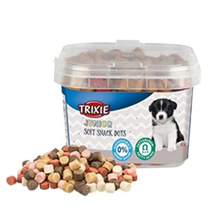 تشویقی نرم سگ تریکسی جونیور سطلی Trixie JUNIOR Soft Snack Dots وزن 140 گرم