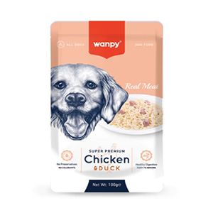 پوچ سگ ونپی Wanpy Chicken & Duck طعم مرغ و اردک بافت نچرال وزن 100 گرم