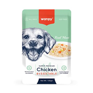 پوچ سگ ونپی Wanpy Chicken & Vegetable طعم مرغ و سبزیجات بافت نچرال وزن 100 گرم