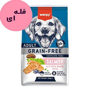 غذا خشک سگ بالغ ونپی wanpy adult salmon طعم ماهی سالمون فله ای وزن 100 گرم