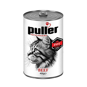 کنسرو گربه پولر puller beef طعم گوشت گاو بافت پته وزن 400 گرم