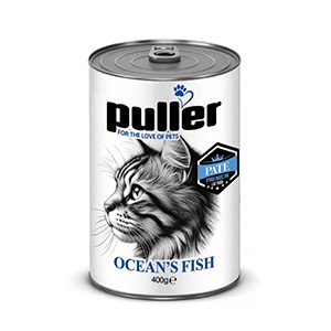 کنسرو گربه پولر puller ocean's fish طعم ماهی بافت پته وزن 400 گرم