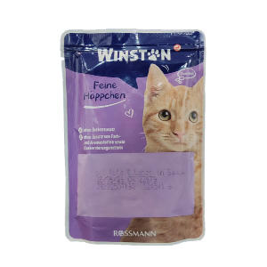 پوچ گربه وینستون winston طعم بوقلمون و جگر در سس بافت تکه ای وزن 100 گرم