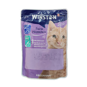 پوچ گربه وینستون winston طعم ماهی قزل آلا و سالمون بافت تکه ای وزن 100 گرم