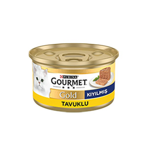 کنسرو گربه گورمت گلد Gourmet Gold طعم مرغ بافت کیکی وزن 85 گرم