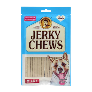 تشویقی سگ جرکی JERKY CHEWS طعم شیر وزن 70 گرم 