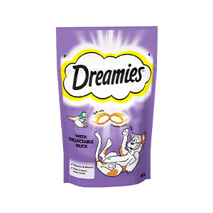 تشویقی گربه Dreamies طعم اردک وزن 60 گرم