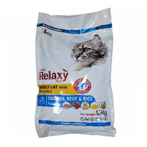 غذا خشک گربه بالغ ریلکسی relaxy طعم مرغ و بیف وزن 10 کیلوگرم
