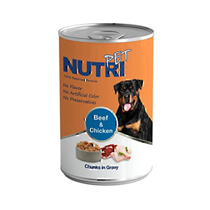 کنسرو سگ نوتری nutri طعم مرغ و بیف وزن 425 گرم