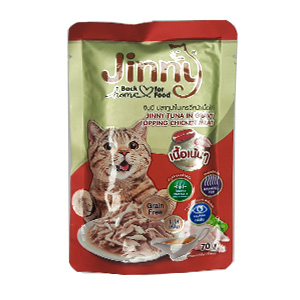 پوچ گربه جینی Jinny با طعم مرغ با سس ماهی وزن 70 گرم