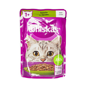 پوچ گربه ویسکاس whiskas طعم بره در ژل وزن 85 گرم