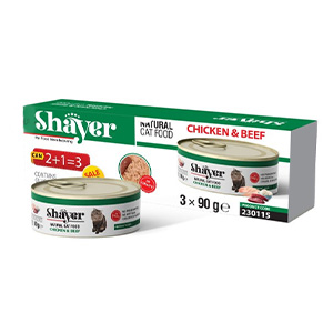 کنسرو گربه شایر پک 3 عددی طعم مرغ و گوشت وزن 3*90 گرم