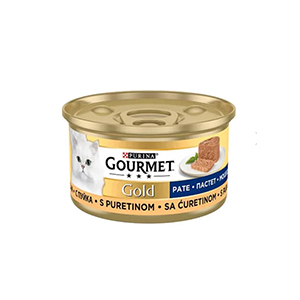 کنسرو گربه گورمت گلد Gourmet gold پته بوقلمون وزن 85 گرم