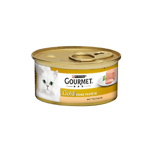 کنسرو گربه گورمت گلد Gourmet gold طعم بوقلمون و اسفناج بافت کیکی وزن 85 گرم